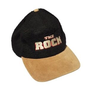 1996 Buena Vista Television KC The Rock Movie Hat Black Tan Ajustable Back